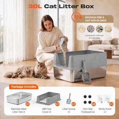 Suitfeel XL Stainless Steel Cat Litter Box - Image 6