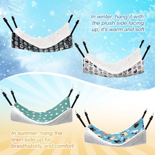 4 Pcs Cat Hammock for Cage Reversible Hanging Pet Bed - Image 6