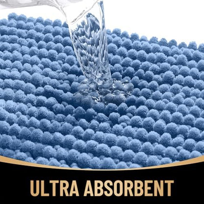 OLANLY Thick Chenille Toilet Rugs U-Shaped 24x20, Cornflower Blue - Image 3