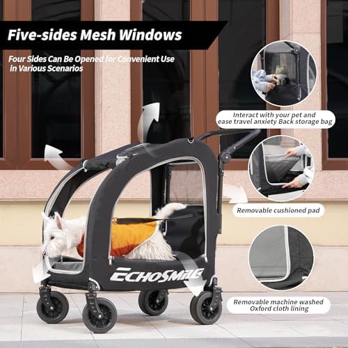 EchoSmile 4-Wheel Pet Stroller for Dogs & Cats - Image 3