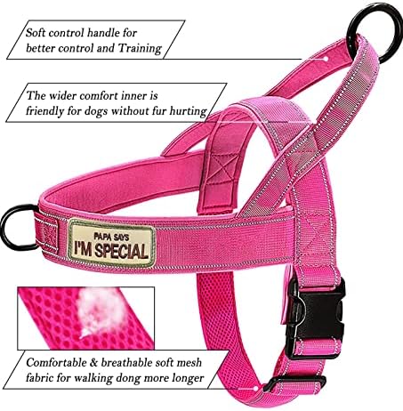 No Pull Dog Harness Pink for Small Medium Large Sized Dog, Reflective Escape - Image 4