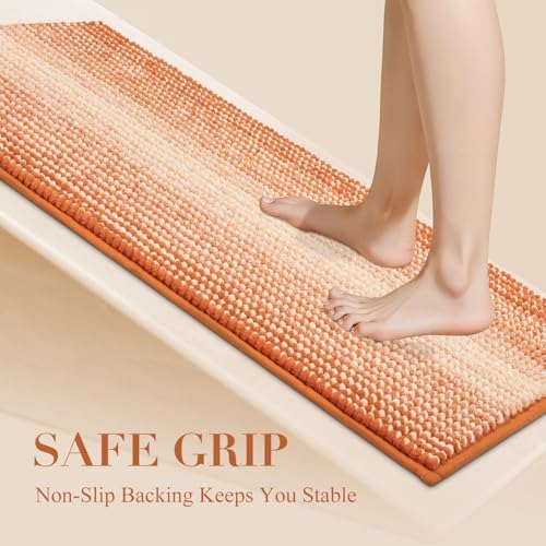 BSICPRO Large Bathroom Rugs Runner, 24x70 Chenille Bath Mat, Pumpkin Orange - Image 4