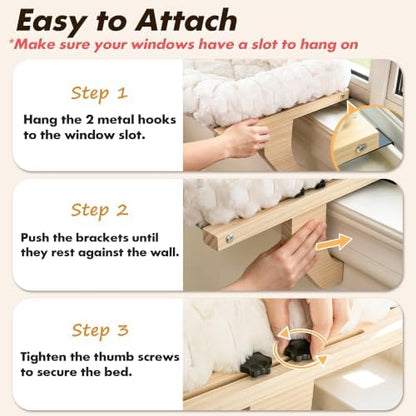 Zoratoo Cloud-Soft Wooden Cat Window Sill Perch - Image 5