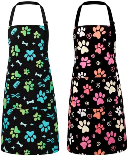 2 Pcs Dog Grooming Apron with 2 Pockets, Dog Grooming Smock by XLSXEXCL