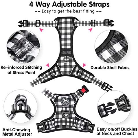 PoyPet Plaid Dog Harness Large, No Pull Vest - Image 3