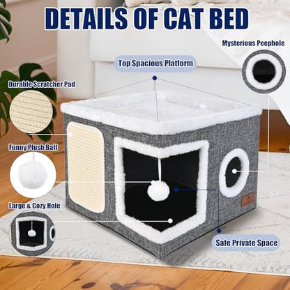 Cat Beds for Indoor Cats, Large Cat Cave Bed - Image 4