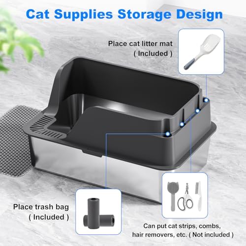Non-Stick Stainless Steel Litter Box, XL Side Open Splash-Proof&Leak-Proof - Image 5