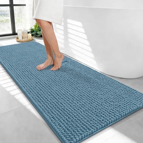 OLANLY Thick Chenille Bathroom Runner Rugs Mats 47x24, Airy Blue by OLANLY