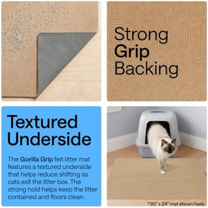 GORILLA GRIP Cat Litter Box Mat, Soft Felt Scatter Catcher - Image 3