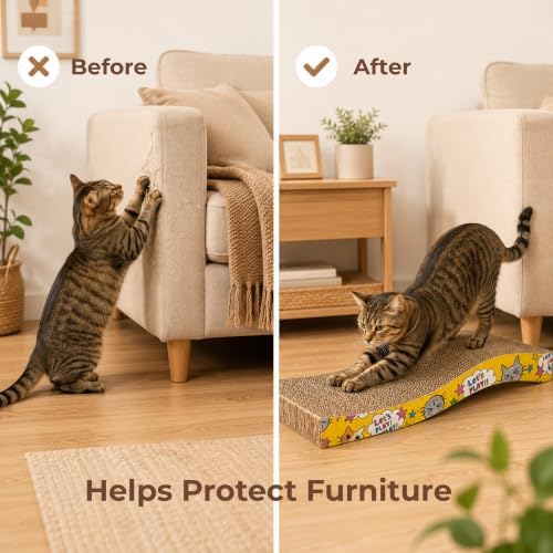 PrimePets 2 Pack Curved Cardboard Cat Scratcher - Image 5
