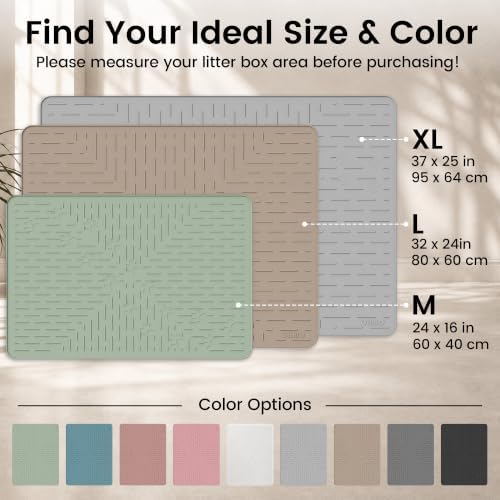 OHMO Large Cat Litter Mat, 31.5x23.6 Silicone Trapping Mat Sage Green - Image 7