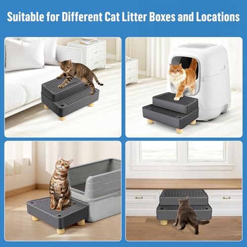 Extra Large 2 Steps Cat Litter Box Step Ramp, Cat Litter Catcher Mat - Image 6