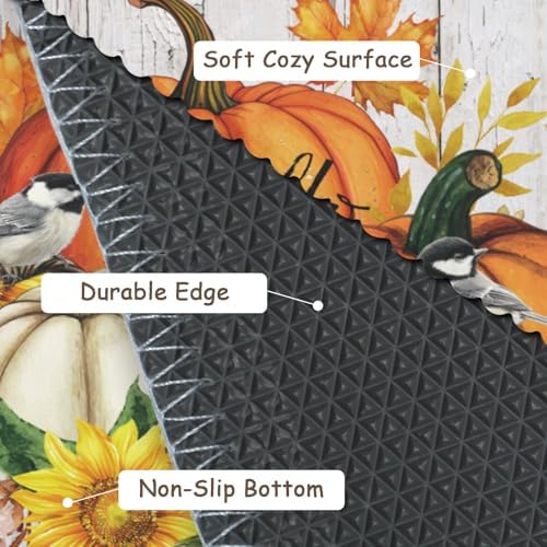 Giwawa Hello Fall Bath Rug Orange Pumpkin Bathtub Mat Non Slip Absorbent - Image 4