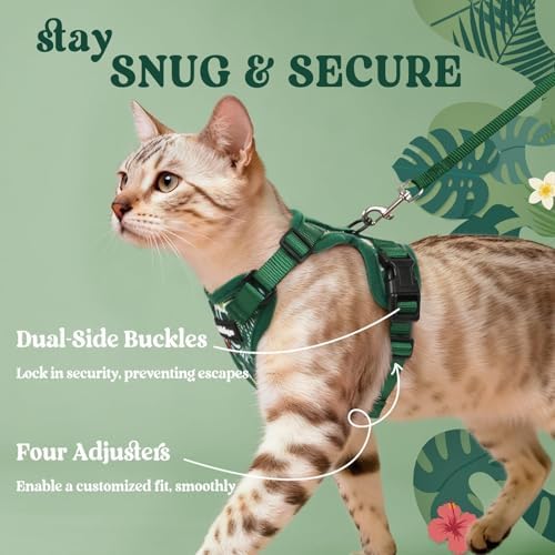 rabbitgoo Cat Harness and Leash Set, Escape Proof Vest, Rainforest Green - Image 6