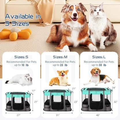 ROMANTIC BEAR Dog Playpen, Foldable Pet Puppy Cat Playpen - Image 2