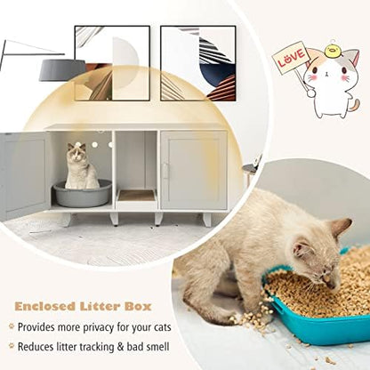 Tangkula Double Cat Litter Box Enclosure - Image 6