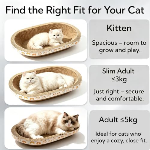 3 Pack Cat Scratcher Bed, Oval Cardboard Cat Scratcher Cat Scratch Pad Board - Image 4