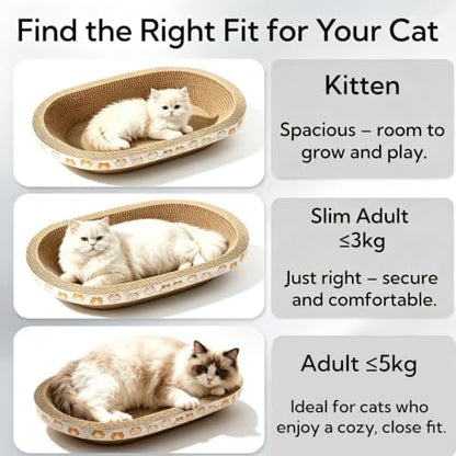 3 Pack Cat Scratcher Bed, Oval Cardboard Cat Scratcher Cat Scratch Pad Board - Image 4