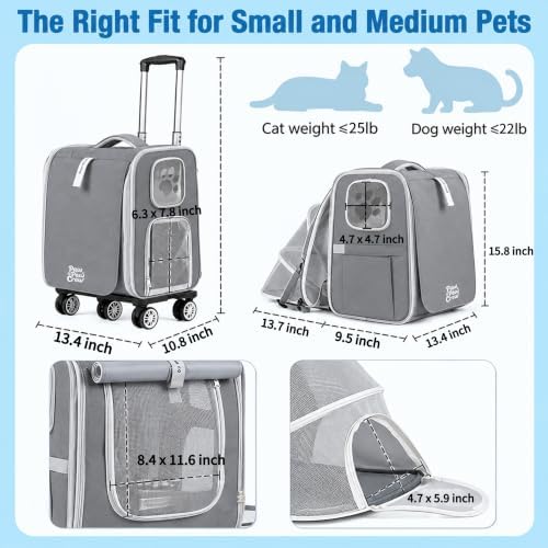 Pet Carrier Backpack with Wheels Rolling - Image 4