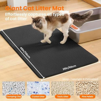 Jumbo Cat Litter Mat, Double Layer Honeycomb Litter Box Mat - Image 2