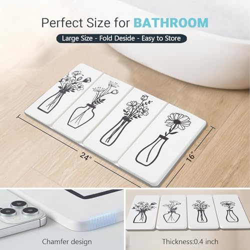 White Absorbent Diatomaceous Foldable Stone Bath Mat - Image 6