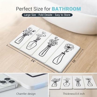 White Absorbent Diatomaceous Foldable Stone Bath Mat - Image 6