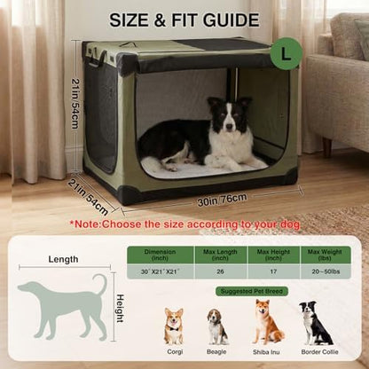 30 x 21 x 21 Inch Collapsible Soft Dog Crate - Image 2