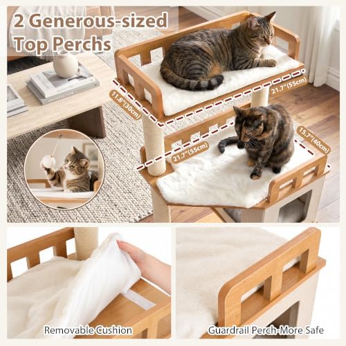 Gitelsnour Cat Tree, Wooden Multi-Level Tower - Image 2
