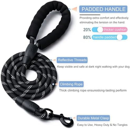 2 Pack Dog Leash, Heavy Duty Nylon Rope Pet Leashes - Image 2