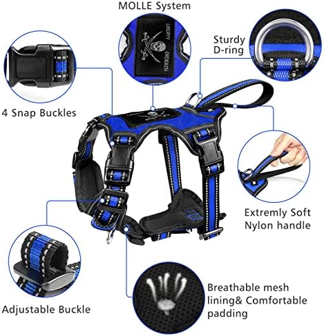 WINSEE Pet Harness Collar and Leash Set, All-in-one Reflective Dog Harness No - Image 3