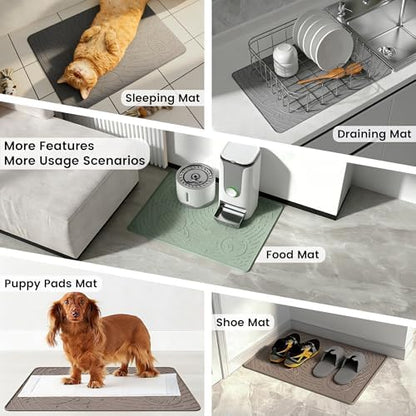 OHMO Large Cat Litter Mat 31.5x23.6" High Raised Edge Silicone, Sage Green - Image 6