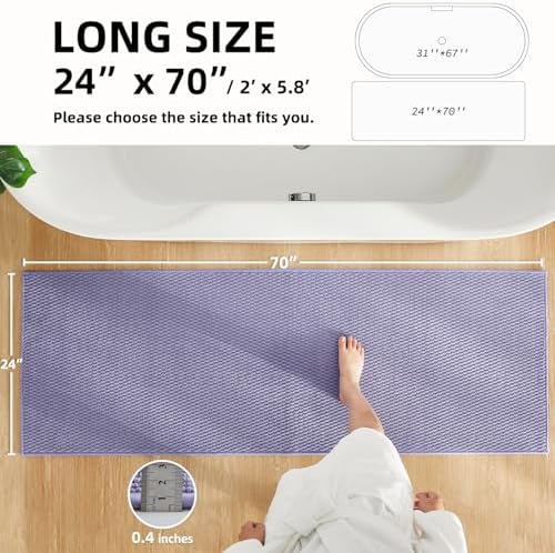 TYUU Bathroom Runner Rugs, Long Bath Mat Runner Washable Thin Quick Dry Low - Image 2