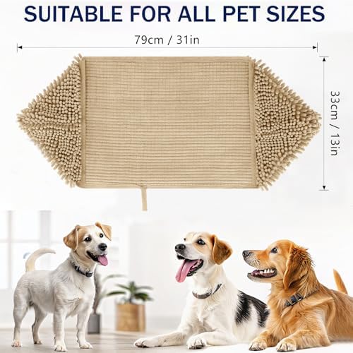 OLANLY Chenille Dog Bath Towel 31x13, Ultra Absorbent Quick Dry Pet Towel - Image 6