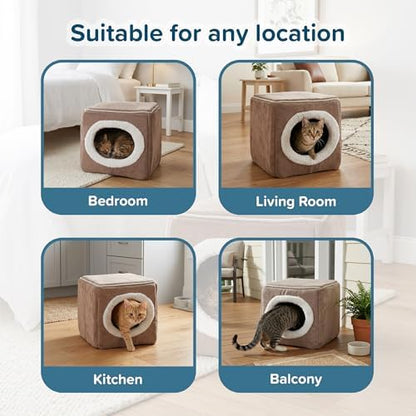 Cat House - Indoor Bed with Removable Foam Cushion - Cat Cave - Image 6