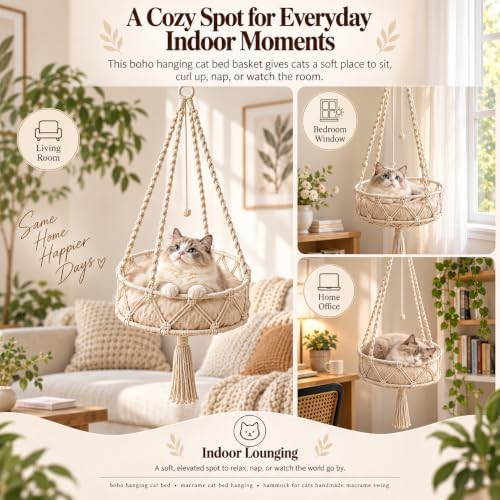 12-16in Boho Hanging Cat Hammock - Image 5