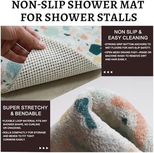 Corner Shower Mat Non Slip, 28x 28 Inches Triangular Bath Mats - Image 5