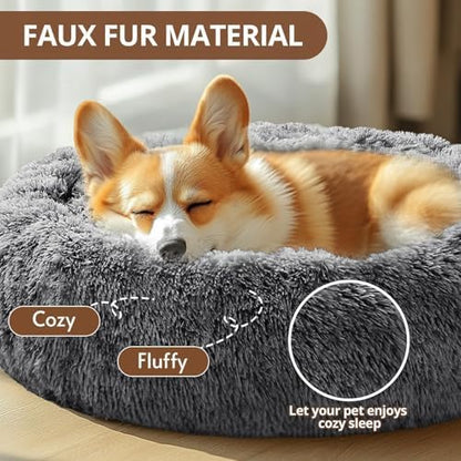 JOLLYVOGUE Calming Dog Beds Large Sized Dog, 36in Donut Washable Large Pet Bed - Image 2