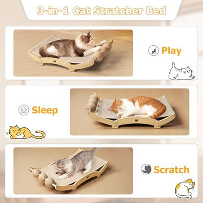 3 in 1 Sisal Cat Scratcher Bed, Solid Pine Cat Scratcher - Image 4