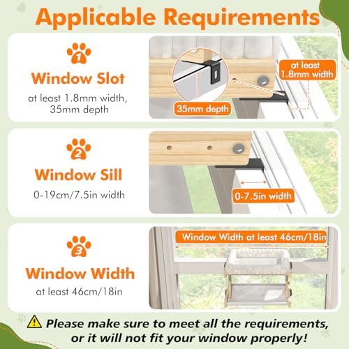 XiaZ Cat Perch for Window Cats Hammock Indoor Bed for Window Adjustable Wooden - Image 4