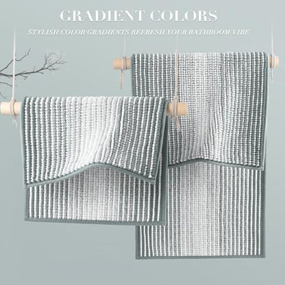 BSICPRO Bathroom Rugs Sets 2 Piece, Non Slip Striped Bath Mats, Light Gray - Image 4