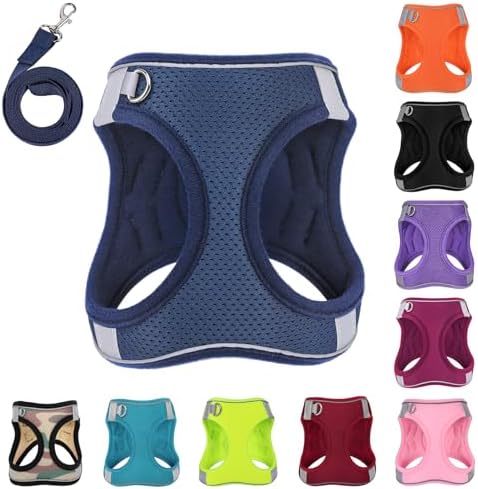Dog Harness with Leash Set, No-Pull Step-in Reflective Pet Harness with 1 Leash by PWOD