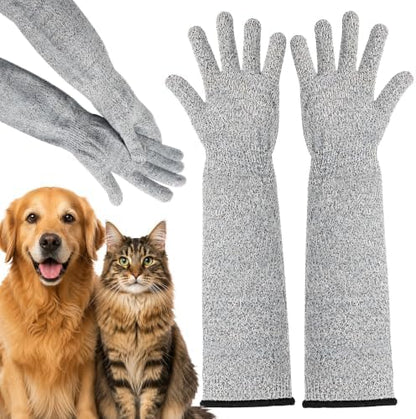 2 Pcs Cat Gloves Bite Proof, 17.7 Inch Extra-Long Durable Bite Resistant Gloves by Unknown