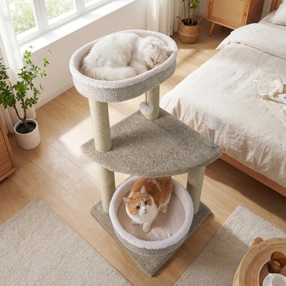 PETSITE 36-inch Modern Cat Tree, 2 Comfy Cat Beds, Interactive Hanging Ball by PETSITE