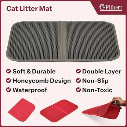 Filbert Cat Litter Mat, Foldable Cat Litter Mat, 23.6"x 14.8", Honeycomb Design - Image 2