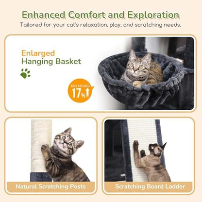 Globlazer Heavy Duty Cat Tree for Indoor Cats Large Adult, Dark Grey - Image 4