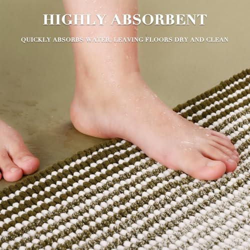 BSICPRO Bathroom Rugs Sets 2 Piece, Non Slip Striped Bath Mat, Coyote Brown - Image 5