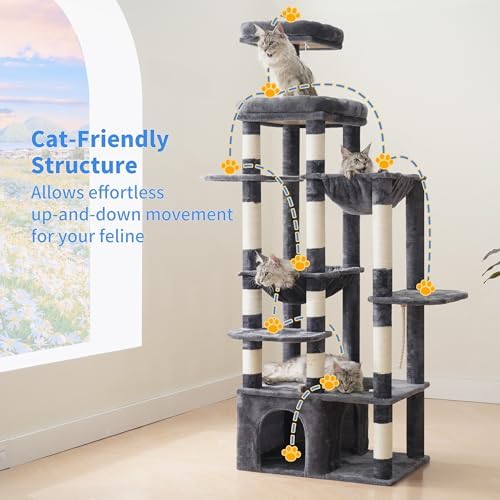 Heybly Cat Tree, 71-Inch Tall Cat Tower - Image 2