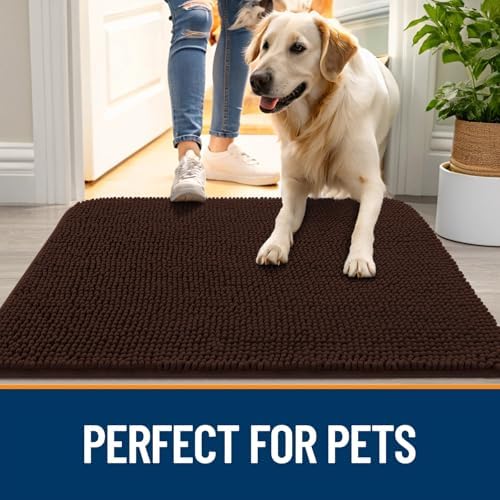 OLANLY Dog Door Mat for Muddy Paws 48x30, Super Absorbent Chenille Mud Mat - Image 6