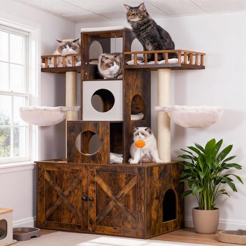 Heybly Cat Tree with Litter Box Enclosure by HEYBLY