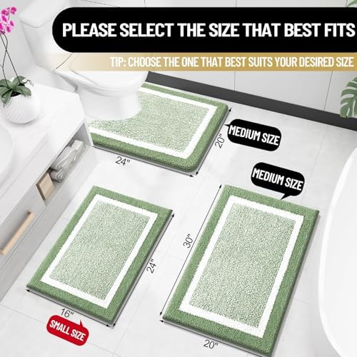 OLANLY Bathroom Rugs 36x24, Soft Absorbent Microfiber Bath Rugs, Sage Green - Image 2